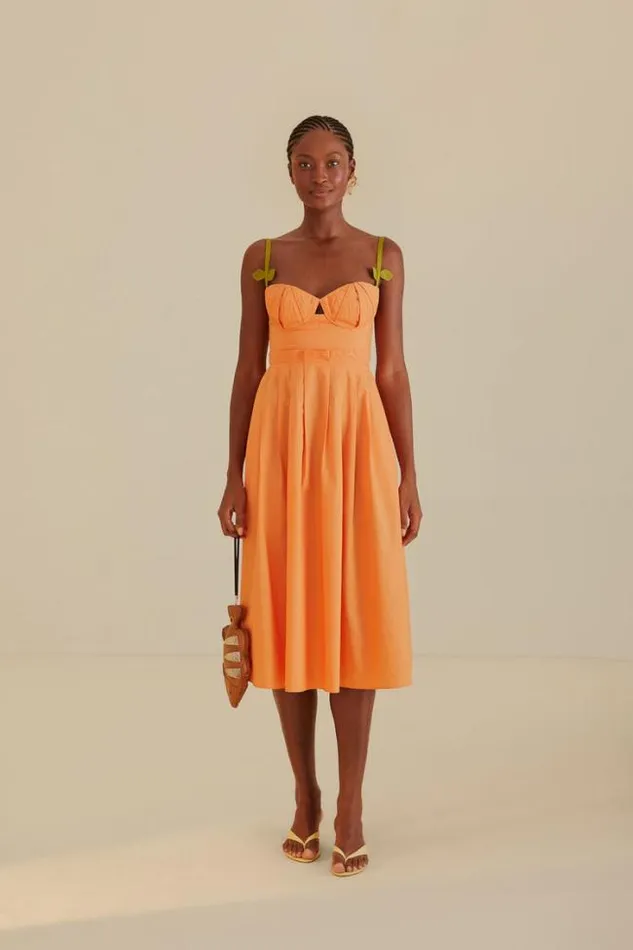 Bicolor Sleeveless Organic Cotton Midi Dress Women FARM Rio Midi Dresses