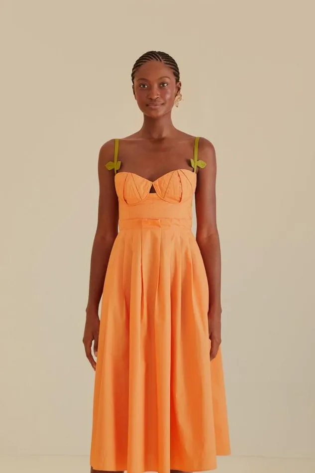 Bicolor Sleeveless Organic Cotton Midi Dress Women FARM Rio Midi Dresses