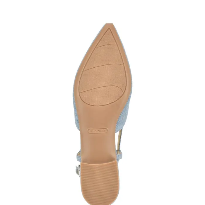 Bircah Pointy Toe Flat Slingbacks Denim Women Nine West Flats Bircah Pointy Toe Flat Slingbacks Denim Women Nine West Flats