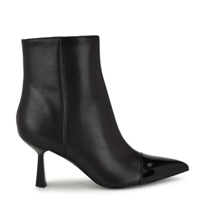 Birgy Pointy Cap Toe Dress Booties Black Leather Women Nine West Boots and Booties