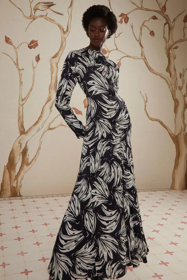 Black Bossa Banana Lenzing Ecovero Viscose Midi Dress Women FARM Rio Midi Dresses