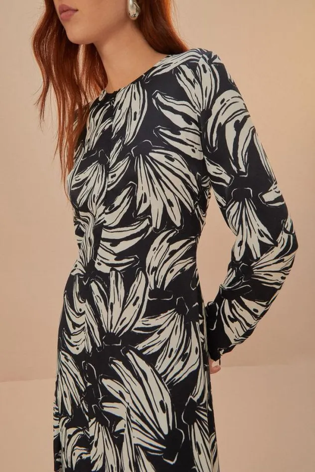 Black Bossa Banana Lenzing Ecovero Viscose Midi Dress Women FARM Rio Midi Dresses