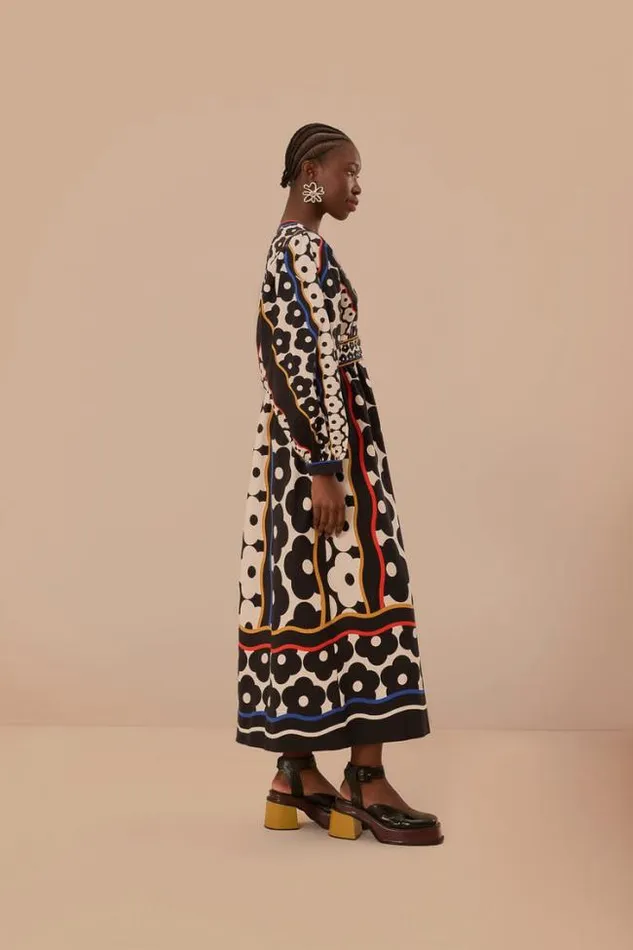 Black Farm Daisy Plunging Neck Maxi Dress Women FARM Rio Maxi Dresses