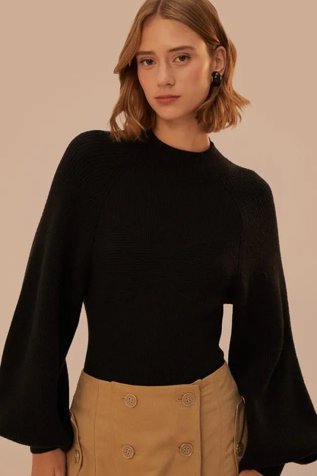 Black Knit Bodysuit Women FARM Rio Bodysuits