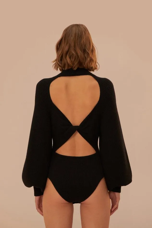 Black Knit Bodysuit Women FARM Rio Bodysuits