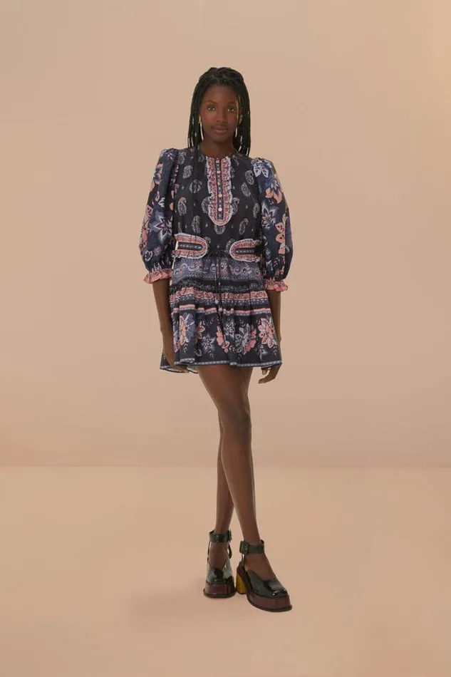 Blue Ayla Short Sleeve Mini Dress Women FARM Rio Mini Dresses