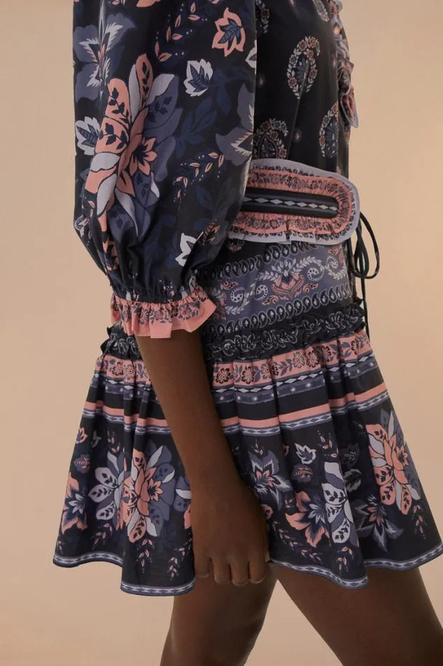 Blue Ayla Short Sleeve Mini Dress Women FARM Rio Mini Dresses