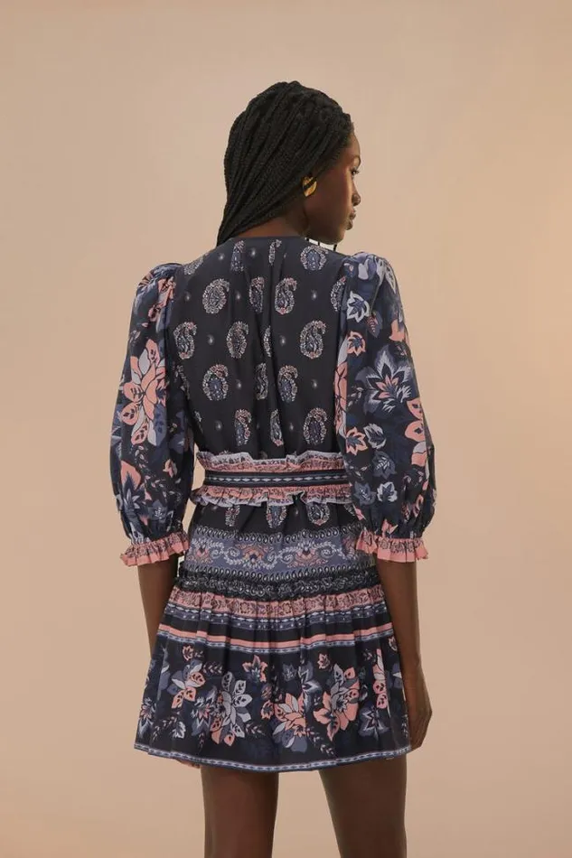 Blue Ayla Short Sleeve Mini Dress Women FARM Rio Mini Dresses