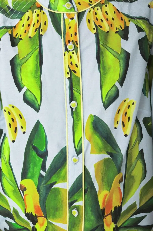 Blue Summer Foliage Scarf Organic Cotton Mini Dress Women FARM Rio Mini Dresses