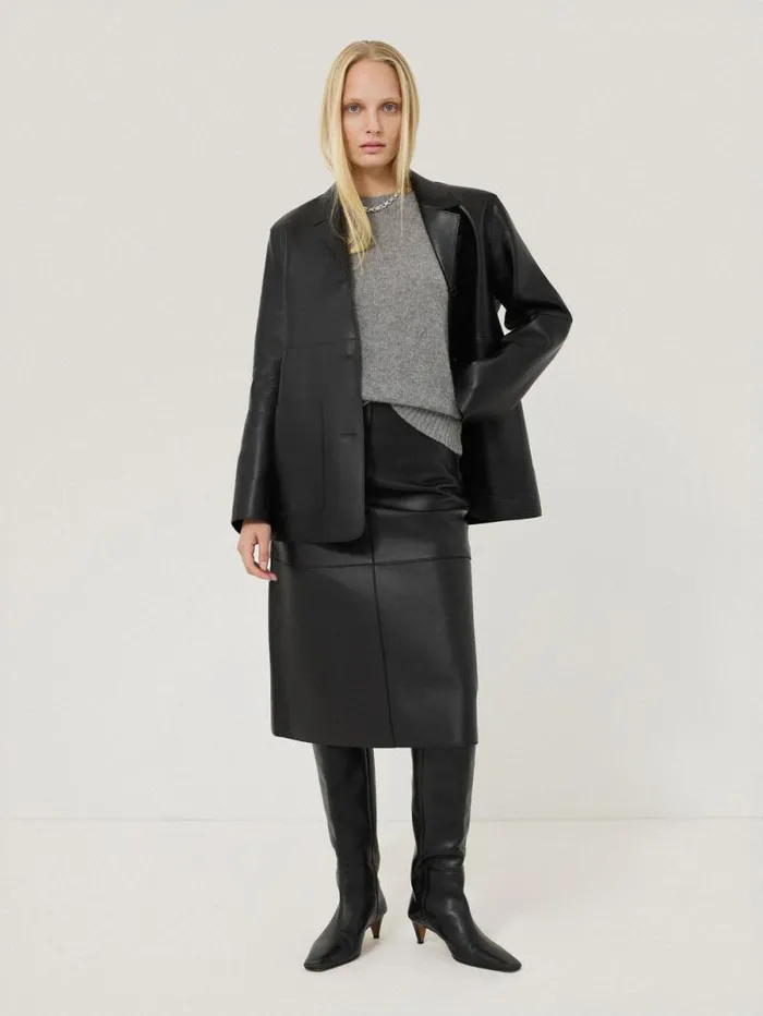 Bonded Leather Jacket Black Women Jigsaw Coords