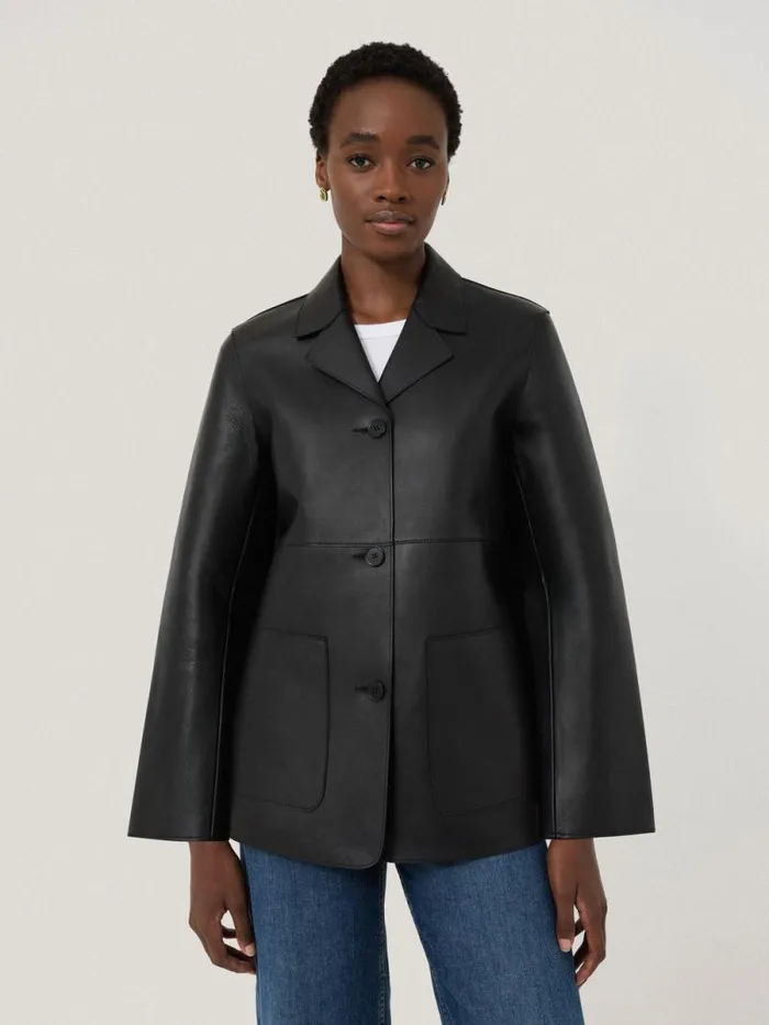 Bonded Leather Jacket Black Women Jigsaw Coords
