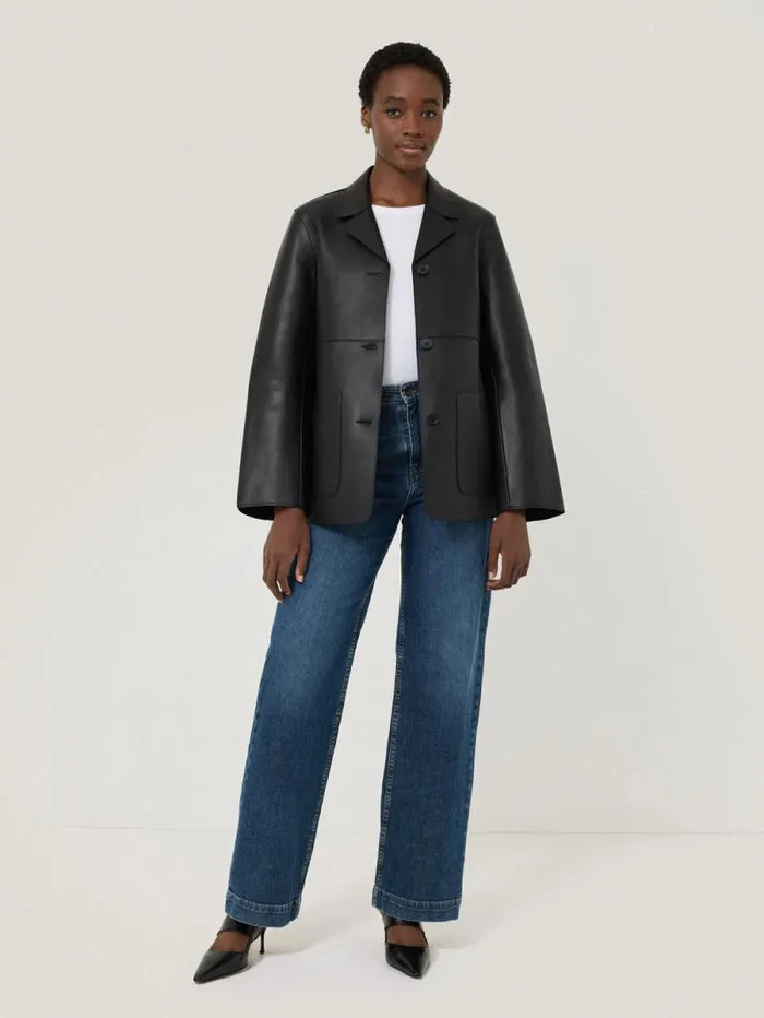 Bonded Leather Jacket Black Women Jigsaw Coords