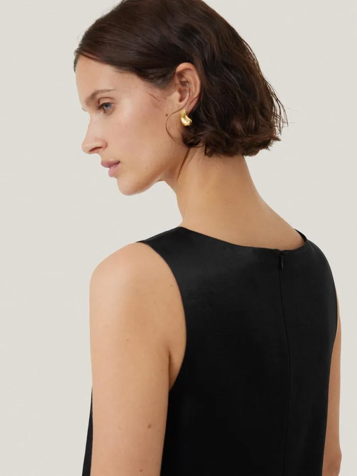 Bonded Satin Mini Dress Black Women Jigsaw Party
