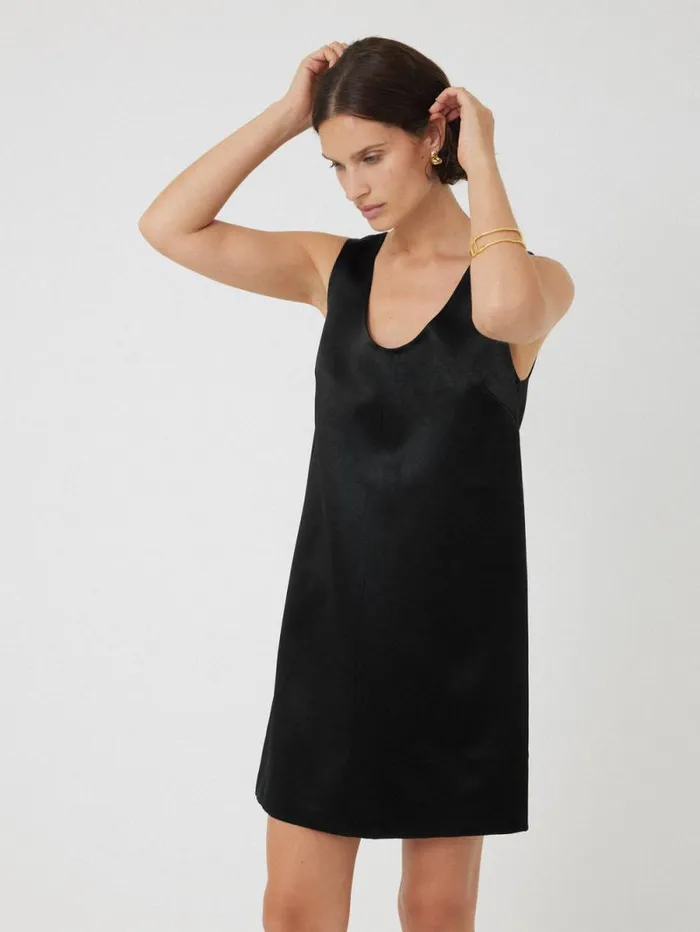 Bonded Satin Mini Dress Black Women Jigsaw Party