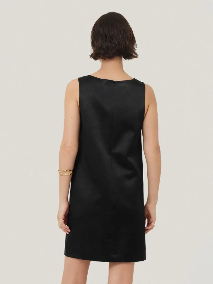 Bonded Satin Mini Dress Black Women Jigsaw Party