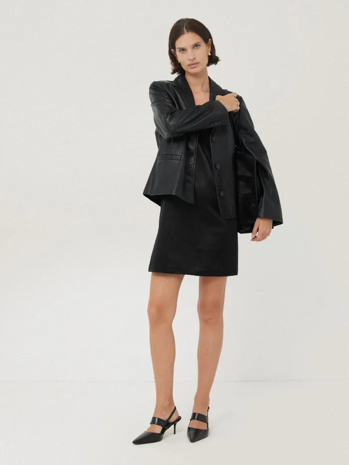 Bonded Satin Mini Dress Black Women Jigsaw Party