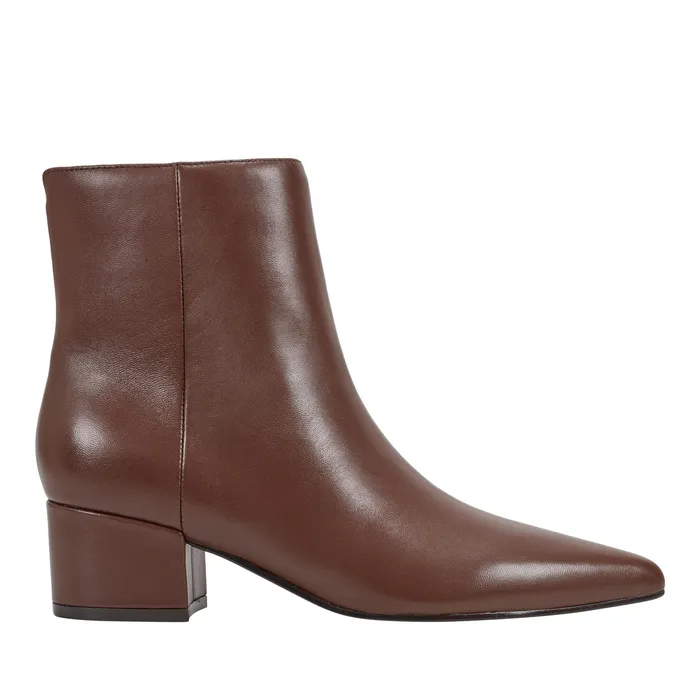 Booties Marc Fisher Women Leonna Ankle Bootie Dark Brown Leather