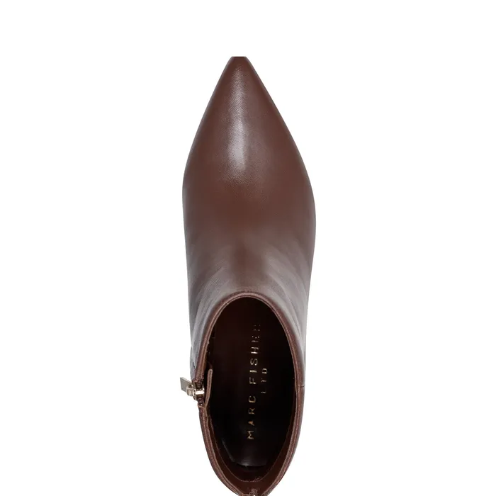 Booties Marc Fisher Women Leonna Ankle Bootie Dark Brown Leather