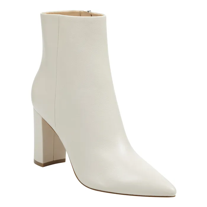 Booties Marc Fisher Women Ulani Heeled Bootie Ivory Leather