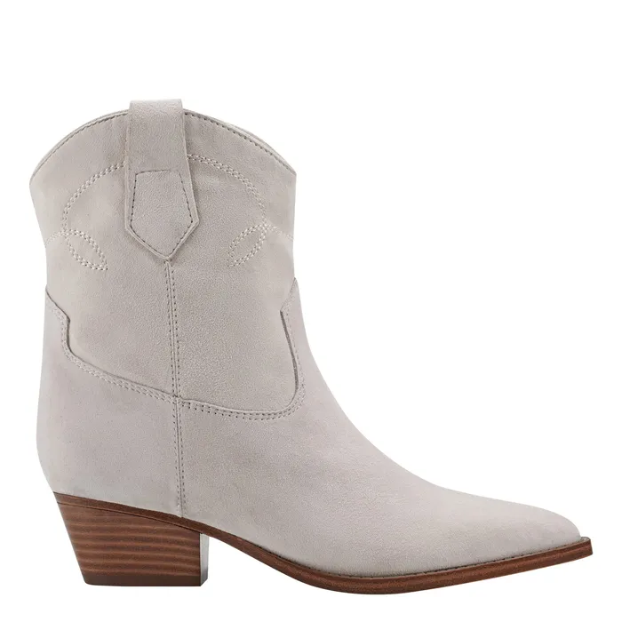 Booties Women Nonie Western Ankle Bootie Taupe Leather Marc Fisher