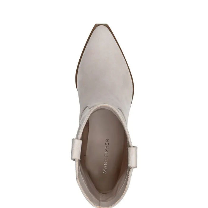 Booties Women Nonie Western Ankle Bootie Taupe Leather Marc Fisher
