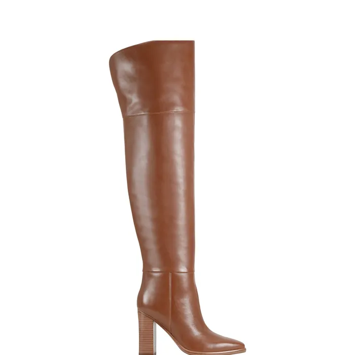 Boots and Booties Marc Fisher Women Lasli Over the Knee Boot Brown Leather