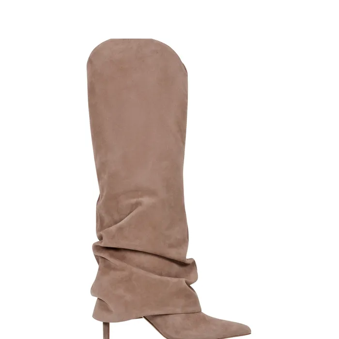 Boots and Booties Marc Fisher Women Nairine Foldover Dress Boot Natural Suede