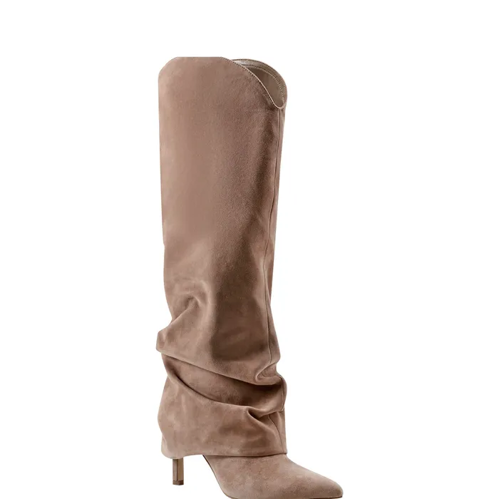 Boots and Booties Marc Fisher Women Nairine Foldover Dress Boot Natural Suede