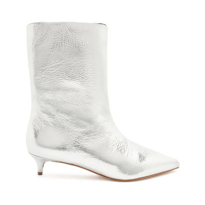 Boots Gail Smashed Metallic Bootie Silver Schutz Shoes Booties