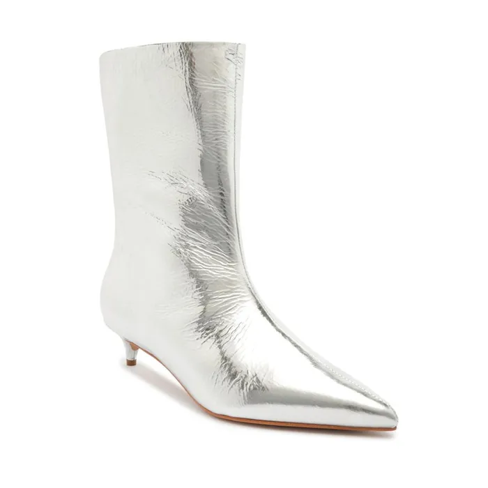 Boots Gail Smashed Metallic Bootie Silver Schutz Shoes Booties