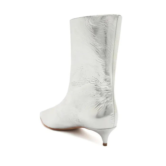 Boots Gail Smashed Metallic Bootie Silver Schutz Shoes Booties