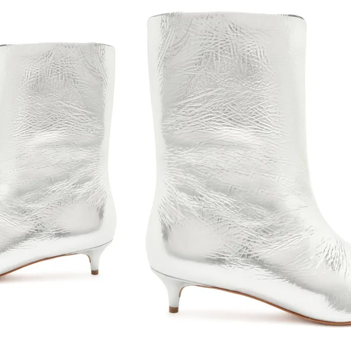 Boots Gail Smashed Metallic Bootie Silver Schutz Shoes Booties