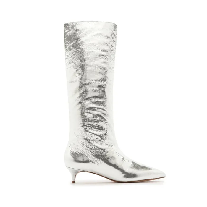 Boots Gail Up Smashed Metallic Leather Boot Silver Schutz Shoes Boots