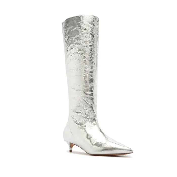 Boots Gail Up Smashed Metallic Leather Boot Silver Schutz Shoes Boots