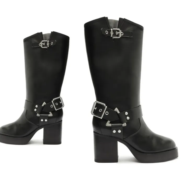 Boots Kiara Block Atanado Leather Boot Black Schutz Shoes Boots