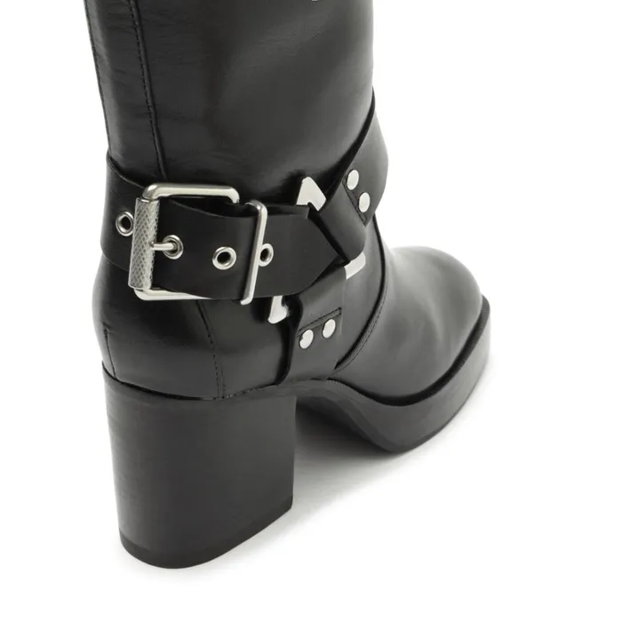Boots Kiara Block Atanado Leather Boot Black Schutz Shoes Boots