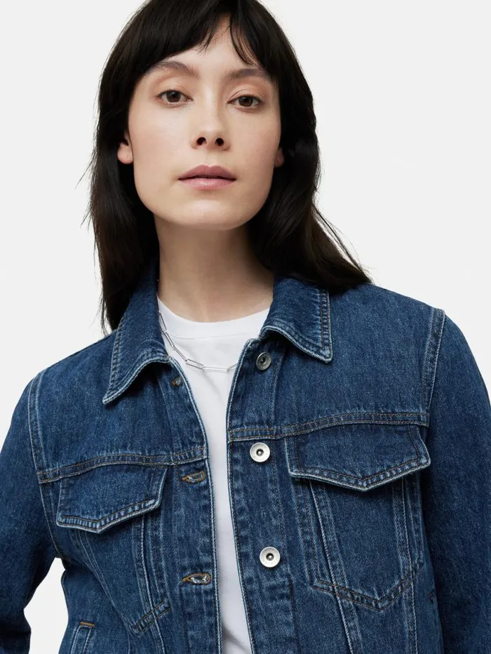 Boxy Denim Trucker Jacket Vintage Mid Blue Women Jigsaw Denim