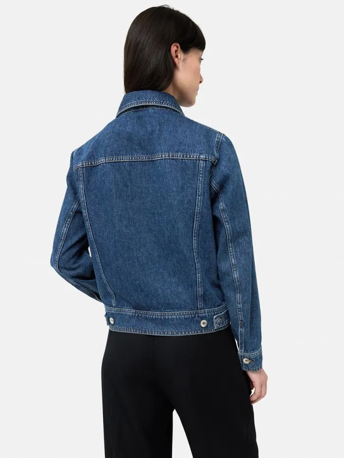 Boxy Denim Trucker Jacket Vintage Mid Blue Women Jigsaw Denim