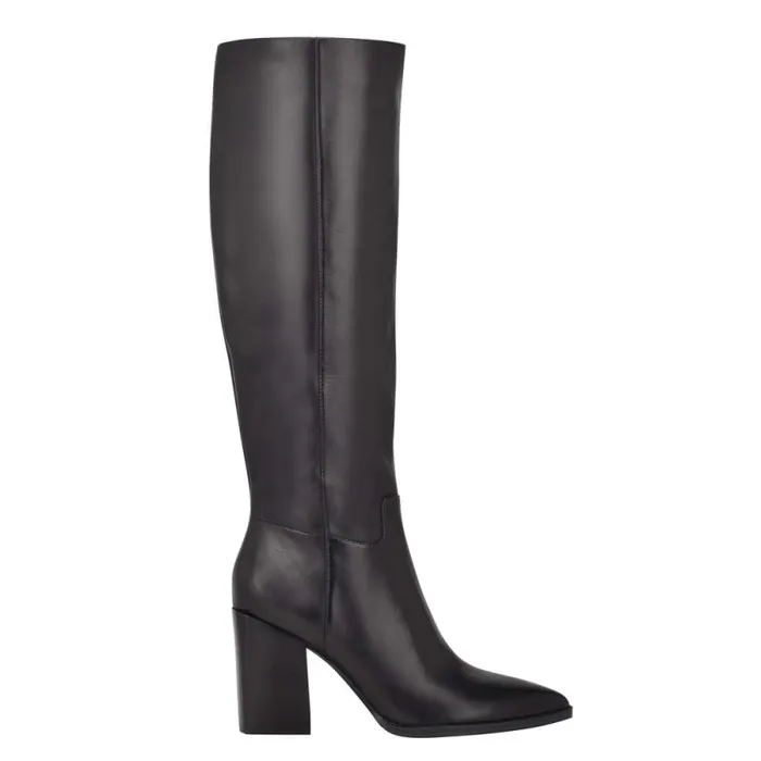 Brixe Heeled Boots Black Leather Women Nine West Boots and Booties