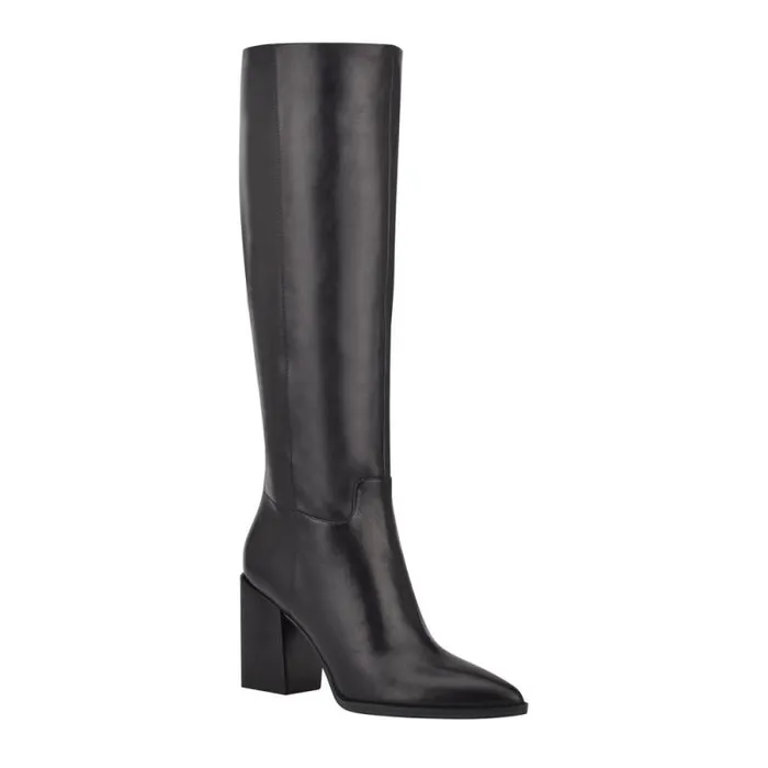 Brixe Heeled Boots Black Leather Women Nine West Boots and Booties Brixe Heeled Boots Black Leather Women Nine West Boots and Booties