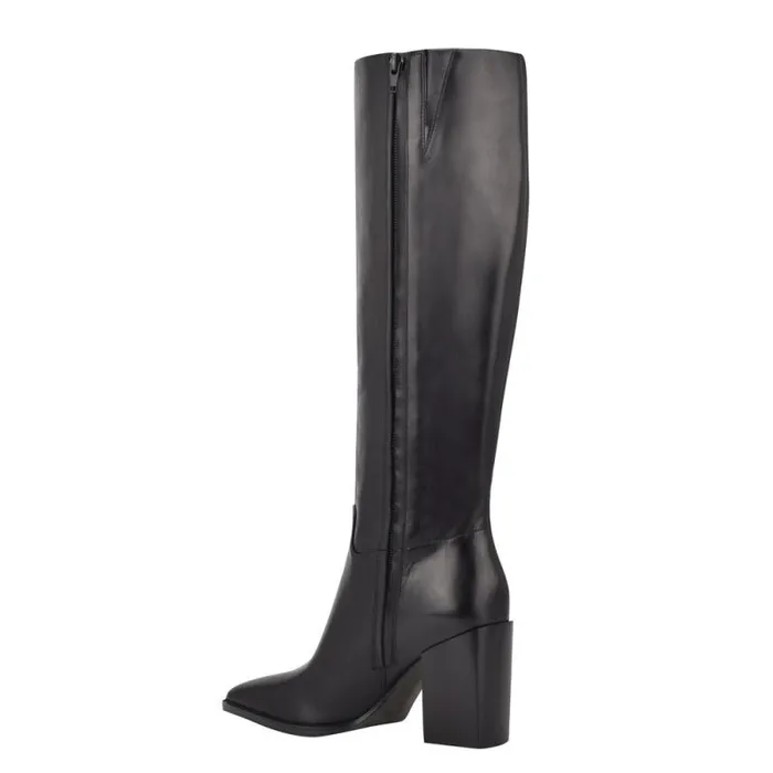 Brixe Heeled Boots Black Leather Women Nine West Boots and Booties Brixe Heeled Boots Black Leather Women Nine West Boots and Booties