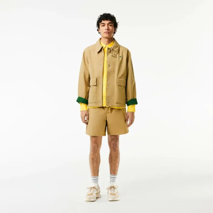 Button Down Shirts Men Lacoste Mens Linen Shirt Pastel Yellow 107