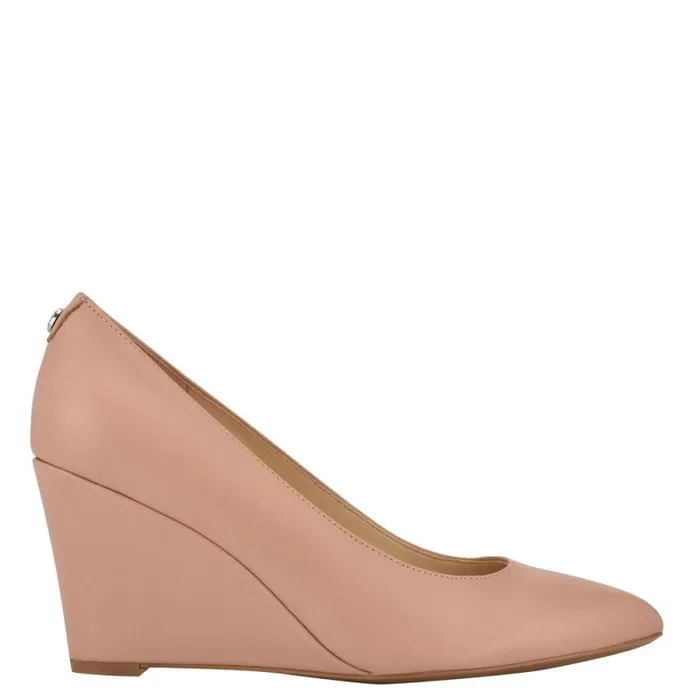 Cal 92159 Dress Wedges Barely Nude Leather Women Nine West Heels