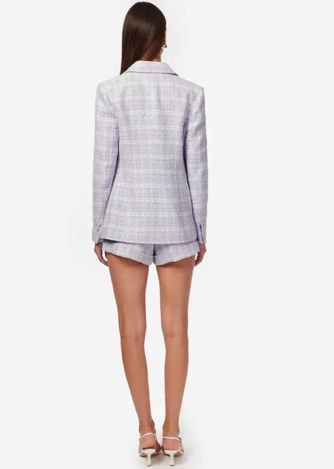 CAMI NYC Jackets and Blazers Women Bruna Tweed Blazer WhiteDelphinium