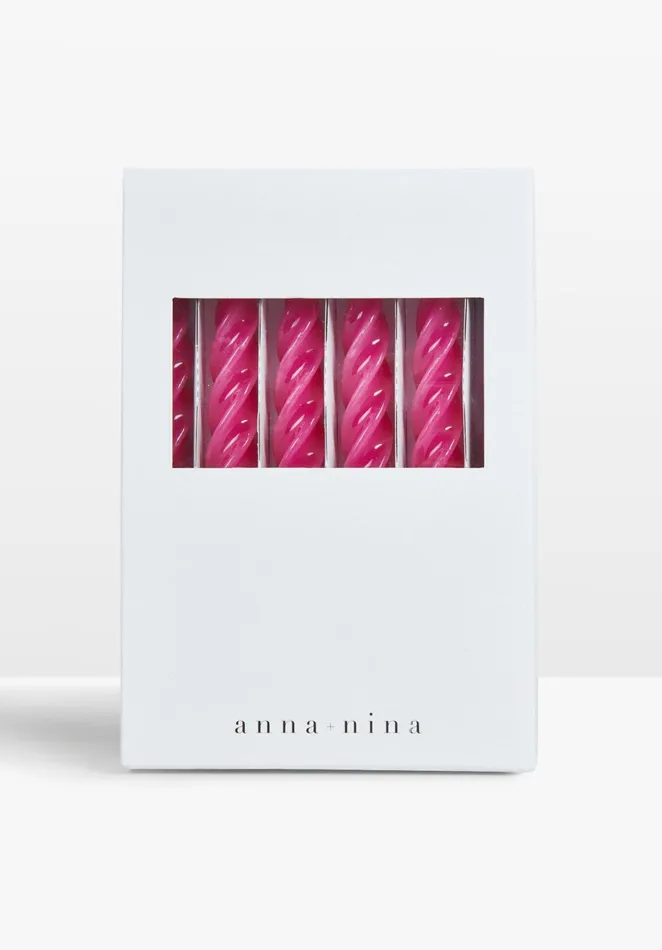 Candles Women Hush Anna and Nina 8211 Twisted Candles Set Of Six Bright Pink