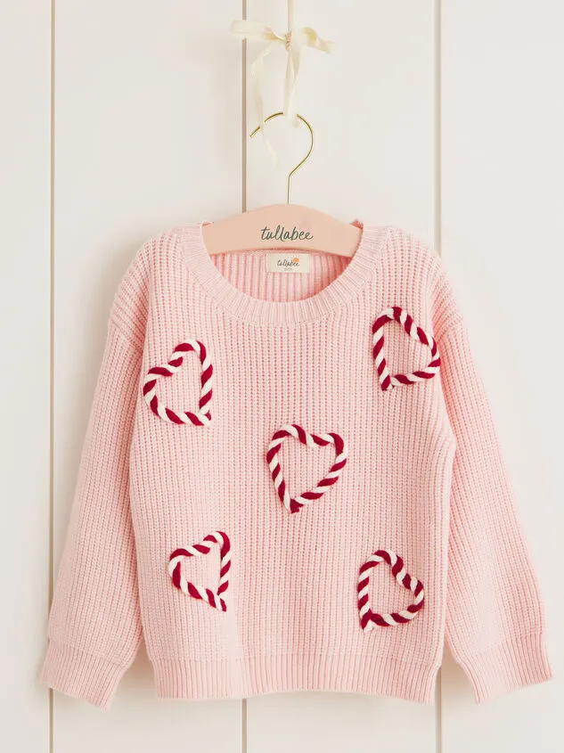 Candy Cane Heart Youth Sweater Pink Girl Altar039d State Youth 6Y12Y