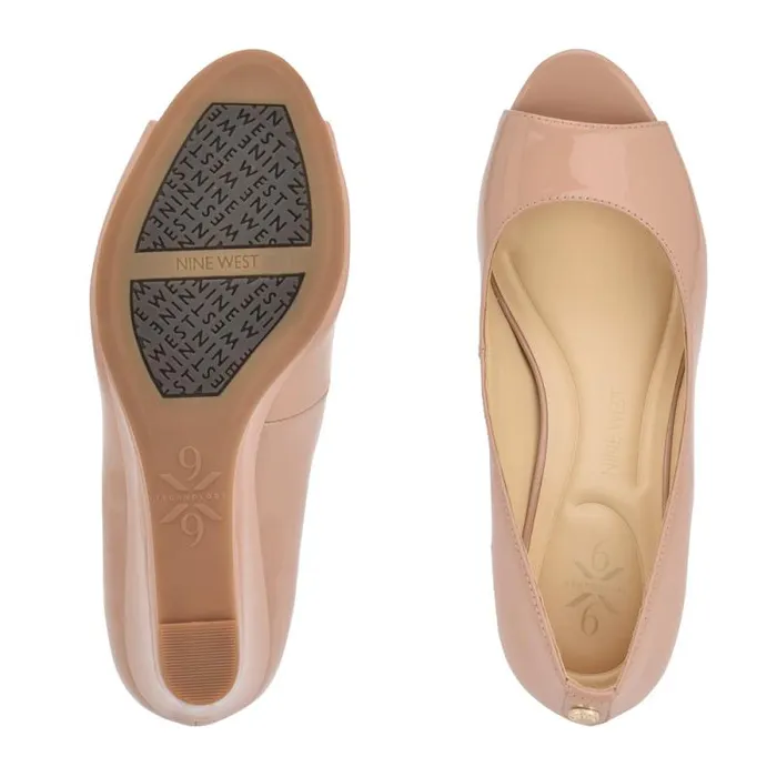 Cape 92159 Dress Wedges Barely Nude Patent Women Nine West Heels Cape 92159 Dress Wedges Barely Nude Patent Women Nine West Heels