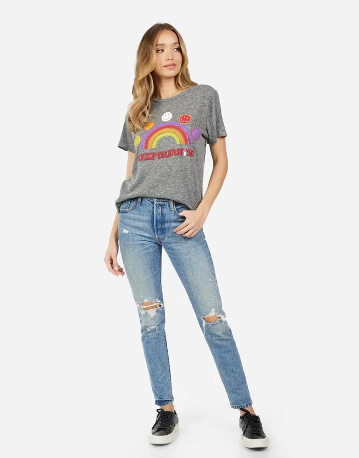 Capri Keep Dreaming Heather Grey Women Lauren Moshi Short Sleeve