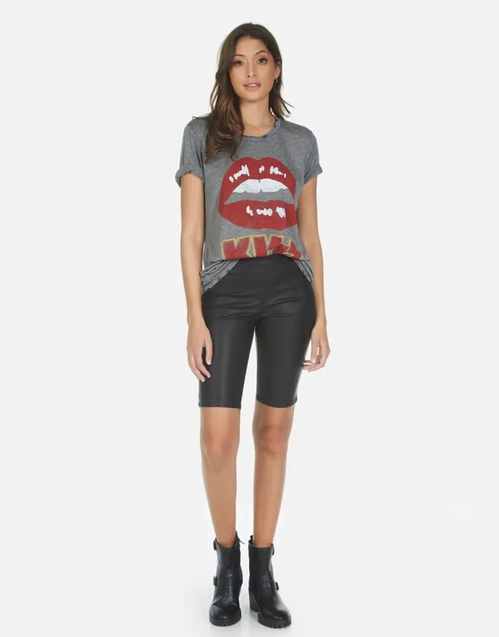Capri Kiss Lip Heather Grey Women Lauren Moshi Short Sleeve