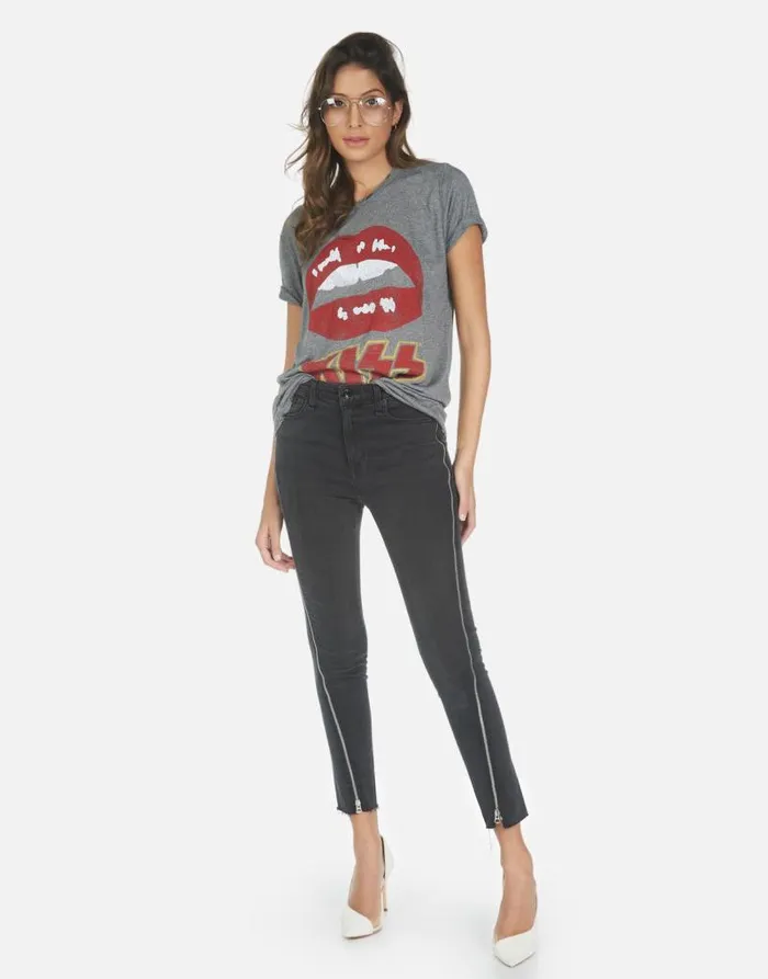 Capri Kiss Lip Heather Grey Women Lauren Moshi Short Sleeve